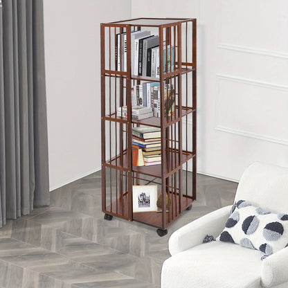 Rotating Bookshelf, 5-Tierd Mobile Bookshelf, Bookshelf with Open Design Shelving, Rotating Shelf, Spacesaving Furniture, Open Shelf, Minimalist Storage, Smooth Rotation, Easy Assembly, Adjustable Shelving, Swivel Bookshelf,