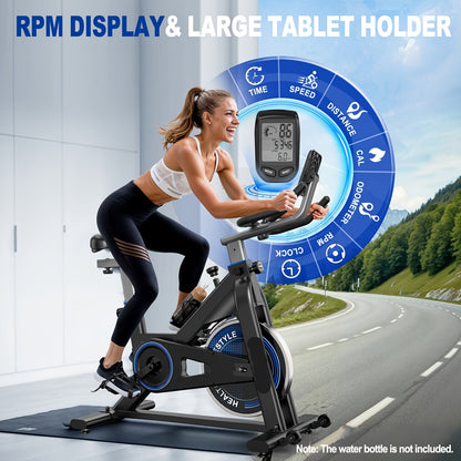 Indoor Cycling Bike – Hometrainer – Fitnessfiets – Stationaire Fiets – Binnenfiets – Stalen Frame – Magnetische Weerstand - Zwart - QUORE