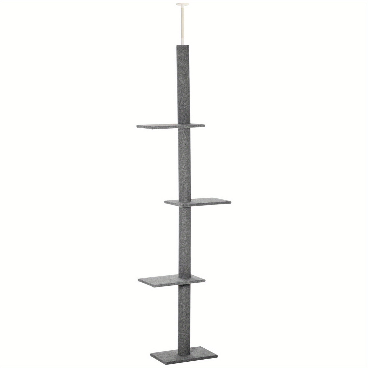 Kattenkrabpaal – Kattenboom – Krabmeubel – Klimpaal – Activiteitentoren – Verstelbaar 228-260 cm – Zachte Bekleding – Vloer-Plafond Bevestiging – Grijs