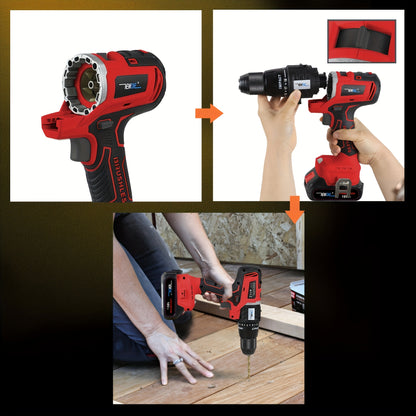 Accuboormachine – Schroefboormachine – Klopboormachine – Multitool – Boormachine – 18V Brushless Motor – 12-in-1 Multifunctionele Set met 12 Opzetstukken