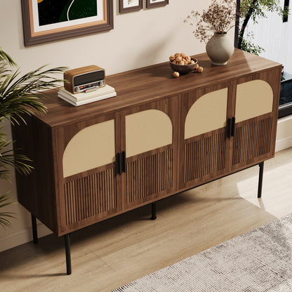 Dressoir – Sideboard – Buffetkast – Opbergkast – Wandkast – Minimalistisch Design – Duurzaam Niet-Houten Materiaal – 140 cm Breed – Eenvoudige Montage – Neutrale Kleur