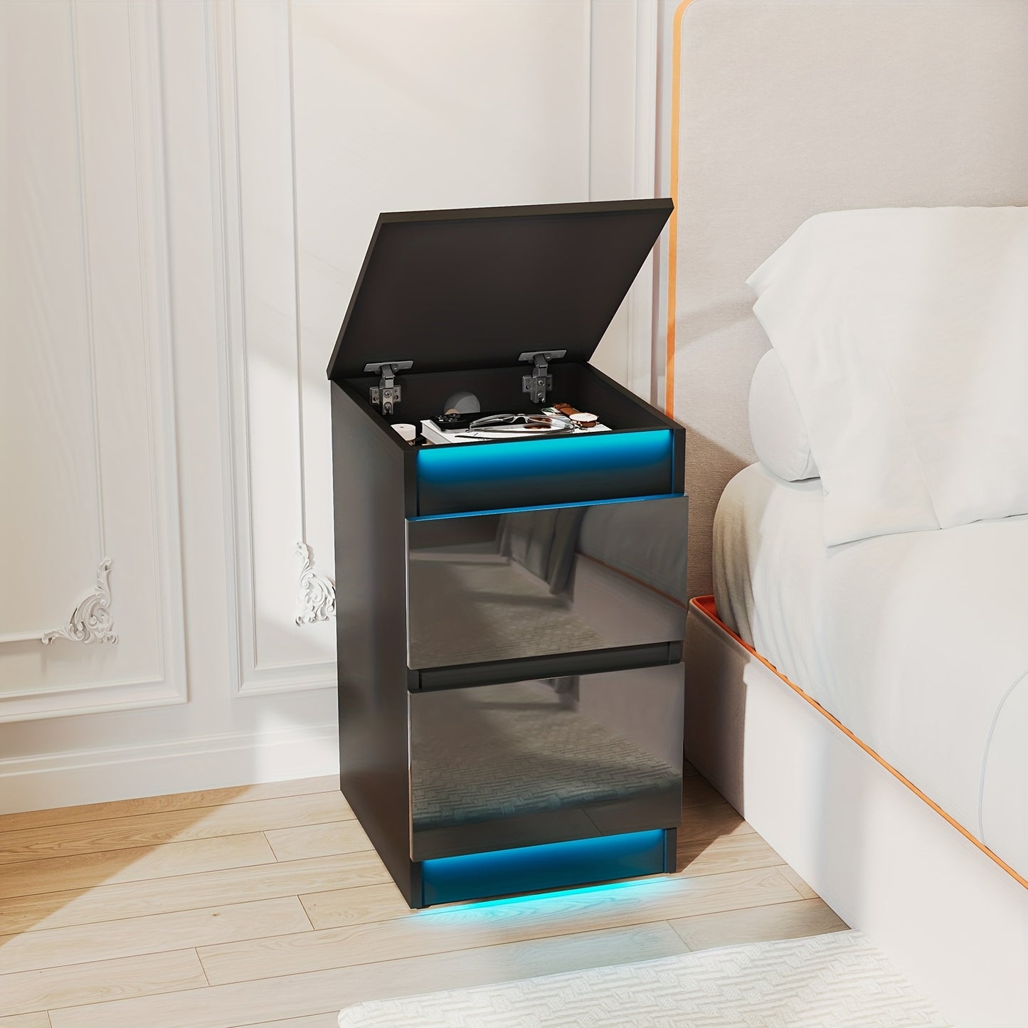 Nachtkastje – Bijzettafel – Ladekastje – Opbergkast – Nachtkastjes – Massief Hout – Compact Formaat – Twee Soepel Lopende Laden