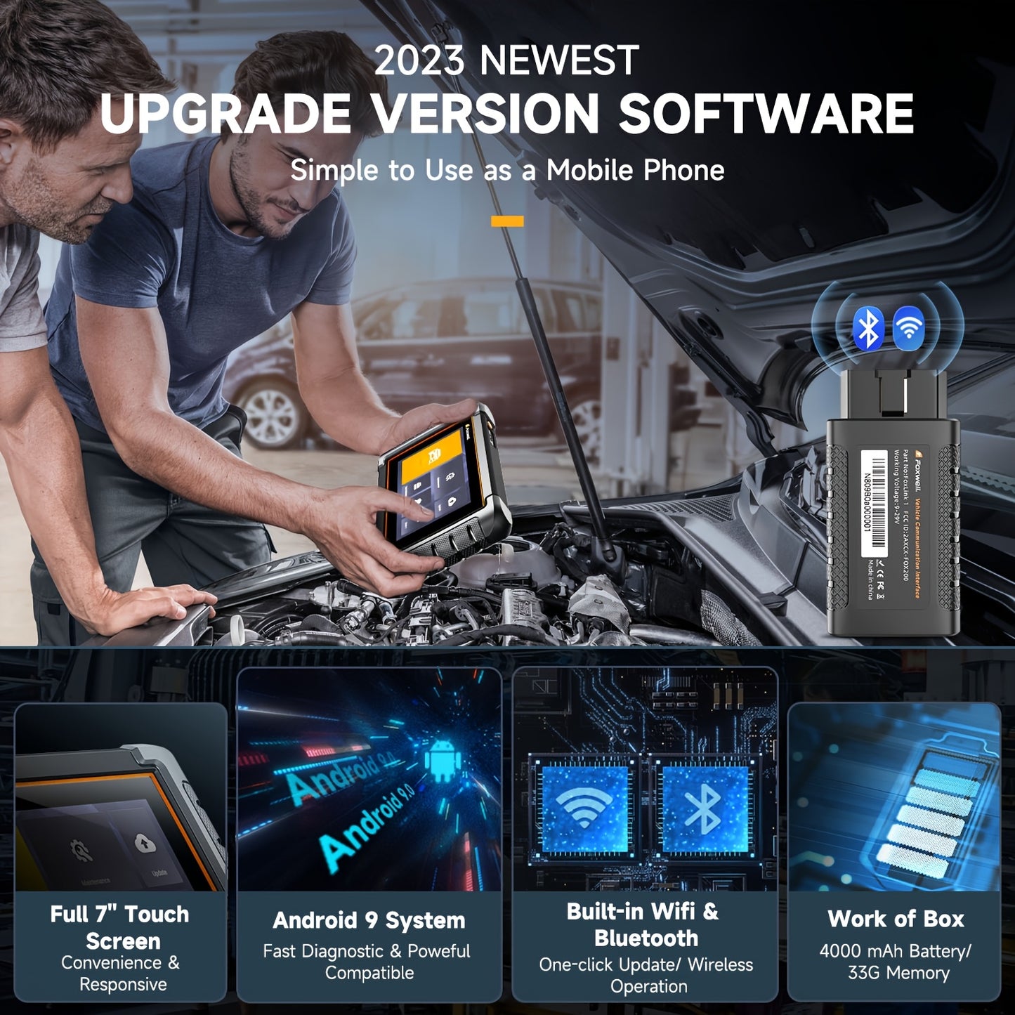 OBD2 Scanner – Autodiagnose Tool – Foutcode Lezer – Diagnoseapparaat – Scanner voor Auto – Draadloos Bluetooth – 30+ Resetfuncties – Real-Time Data – Geschikt voor Auto’s en Lichte Trucks – OBD Poort Voeding
