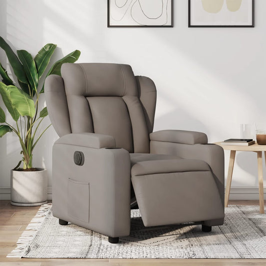 Elektrische Relaxfauteuil – Elektrische Relaxstoel – Elektrische Loungestoel – Elektrische Stoel – Elektrische Zetel – Taupe – 135° Kantelbaar – Bekerhouders & Zijvak
