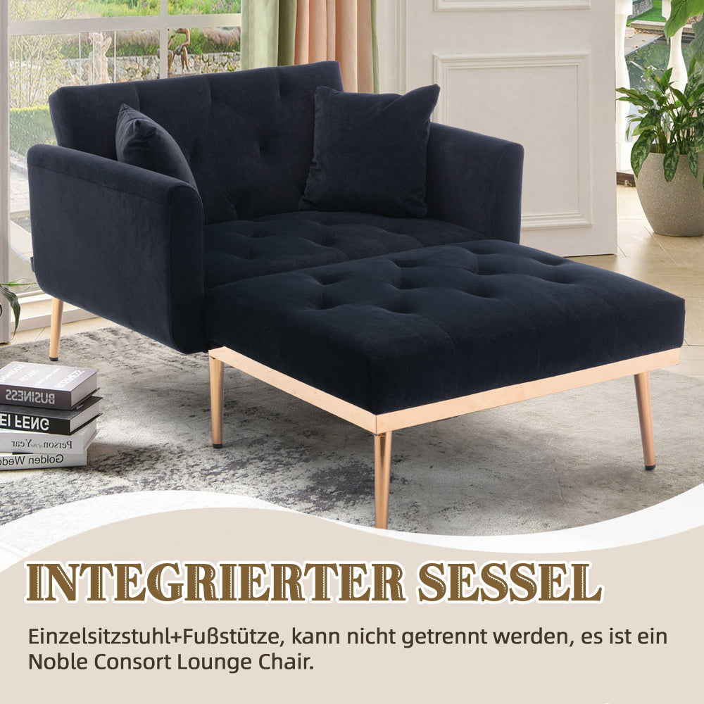 Relaxstoel – Verstelbare Fauteuil – Loungestoel – Schommelstoel – Ligstoel – Zwart Fluweel – Verstelbare Rugleuning 3 Standen – Robuust Metalen Frame 220 kg Draagkracht
