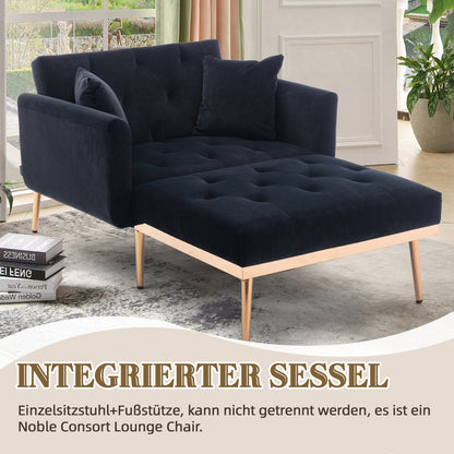 Relaxstoel – Verstelbare Fauteuil – Loungestoel – Schommelstoel – Ligstoel – Zwart Fluweel – Verstelbare Rugleuning 3 Standen – Robuust Metalen Frame 220 kg Draagkracht