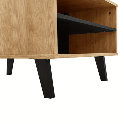 Salontafel – Koffietafel – Woonkamertafel – Bijzettafel – Tafel – Lichtbruin Hout Met Zwart Design – 100x60x45 cm – Multifunctionele Lades