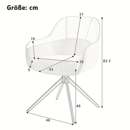 Eetkamerstoel – Draaistoel – Kuipstoel – Keukenstoel – Stoelenset 2 Stuks Beige – Kunstleer Met Memory Foam – Hoogte Verstelbare Voeten