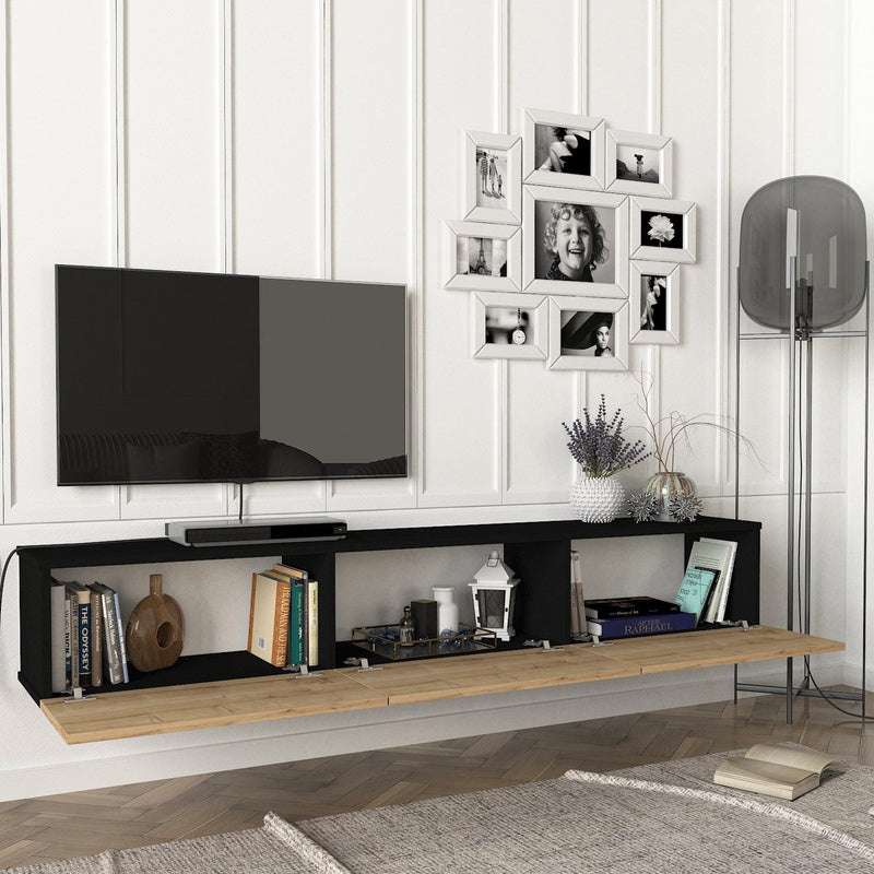 TV Meubel – TV Kast – Televisiekast – Meubel – Media Meubel – Zwevend Ontwerp – 180x31x29,5 cm – Wit Spaanplaat
