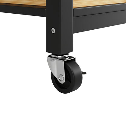 Keukenmeubel – Dressoir – Keukeneiland – Eetkamerkast – Serveerwagen – Zwart – Multifunctioneel Met Opbergbasket – Duurzaam Metaal 120x45x90 cm