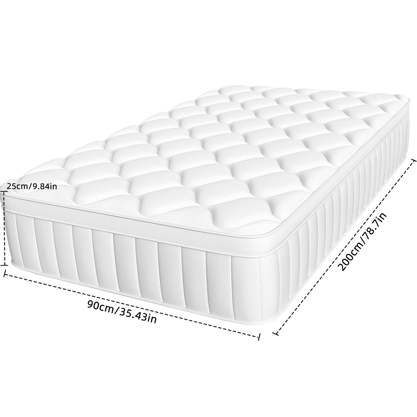 Binnenveringmatras – Matras – Slaapmatras – 7-Zone Matras – Binnenvering – 90x200 cm – 25 cm Hoog – Ademend en Comfortabel
