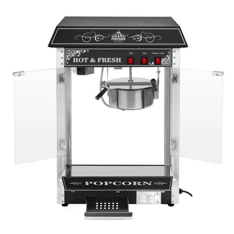 Professional High-Performance Popcorn Machine, 230V, 1.6Kw, Black - QUORE