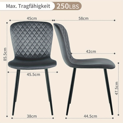Eetkamerstoelen – Stoelen – Velvet Stoelen – Bureaustoelen – Design Stoelen – Set Van 2 Bruin – Met Metalen Frame – Zacht Velvet Bekleed – 86x58x45 cm – Comfortabel En Stevig