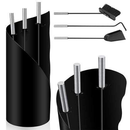Haardstel – Haardset – Openhaardset – Haardgereedschap – Haardaccessoires – 4-delig – Roestvrij Staal met Zwarte Coating