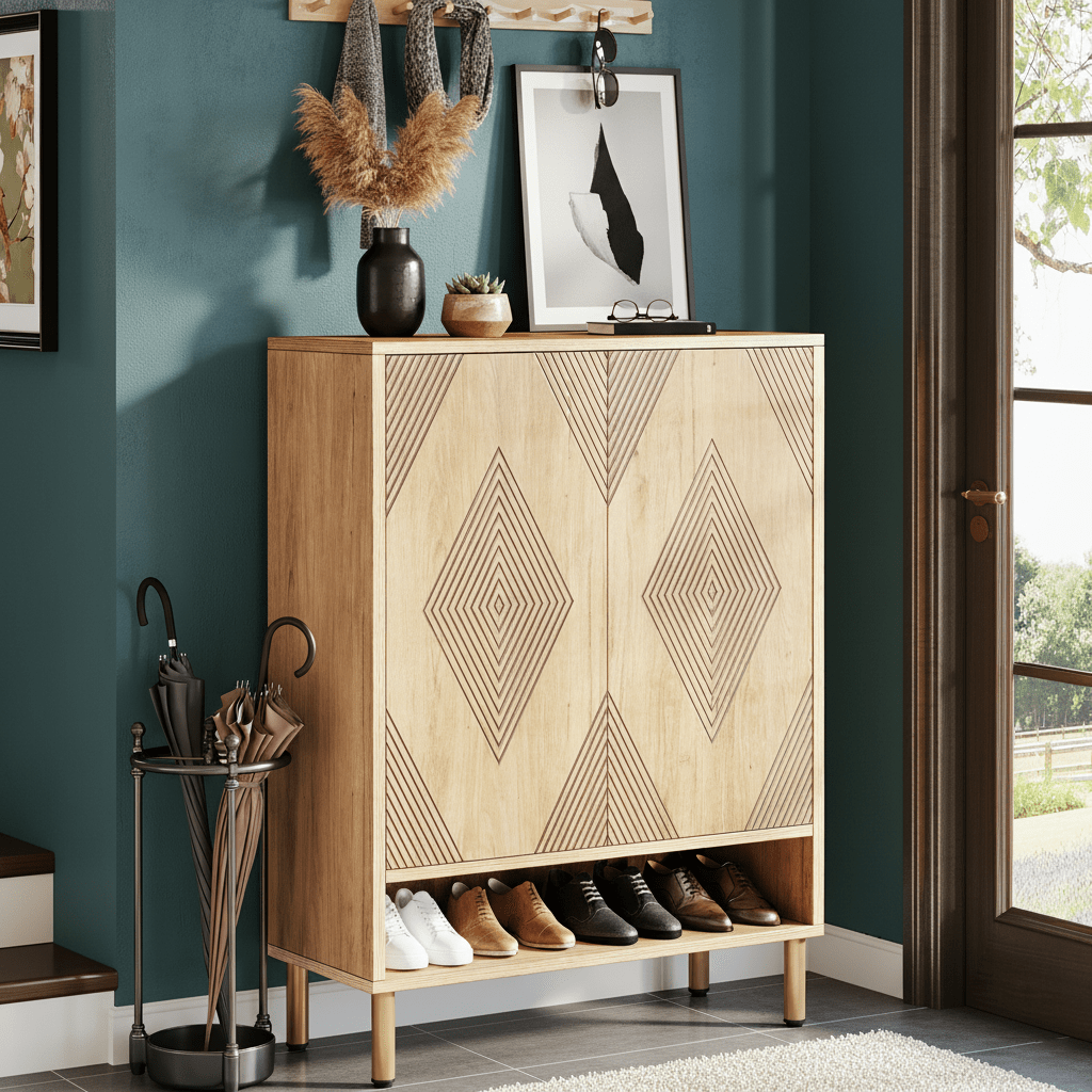 Schoenenkast – Schoenenrek – Schoenenopberger – Schoenenkast – Schoenendisplay – 6-laags met 24 paar capaciteit – Verstelbare planken in eikenlook