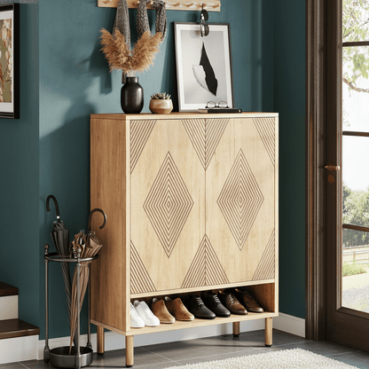 Schoenenkast – Schoenenrek – Schoenenopberger – Schoenenkast – Schoenendisplay – 6-laags met 24 paar capaciteit – Verstelbare planken in eikenlook