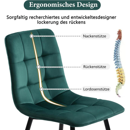 Eetkamerstoelen – Stoelen – Dining Stoelen – Velours Stoelen – Metalen Stoelen – Groen – Set Van 4 – Zacht Velours Comfort – Stevige Metalen Poot