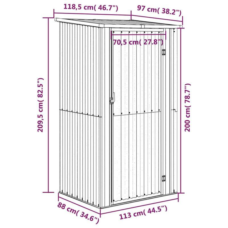 Tuinhuisje – Tuinschuur – Tuinberging – Gereedschapsschuur – Tuinkast – Gegalvaniseerd Staal – Weerbestendig Met Ventilatie & Dubbele Deuren – Antraciet – 118,5x97x209,5 cm