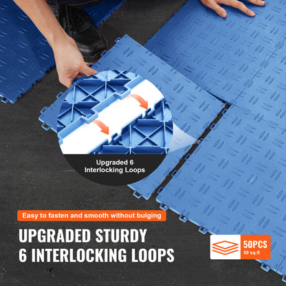 Garagetegels – Garagetegels – Vloertegels – Kliktegels – Vloermatten – Polypropyleen – 50 Stuks – 30x30x1,35 cm – Antislip Double-Side Textuur – Hoog Draagvermogen 2500 kg