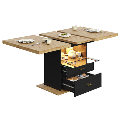 Dining table, extendable dining table, 110 x 80 x 75cm, suitable for use in dining rooms, kitchens or patios, extends to 140cm, accommodates up to 6 people.