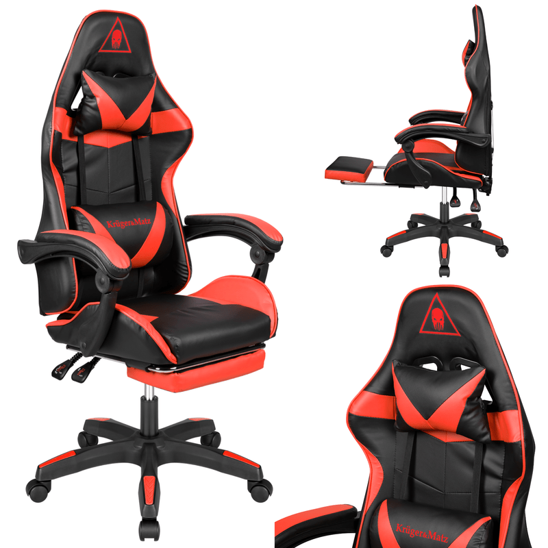 Gamingstoel – Gamestoel – Gaming Chair – Game Stoel – Bureaustoel – Verstelbare Zithoogte – Inklapbare Voetensteun - Zwart/Rood