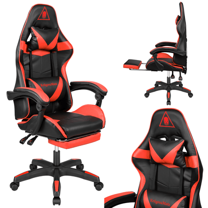 Gamingstoel – Gamestoel – Gaming Chair – Game Stoel – Bureaustoel – Verstelbare Zithoogte – Inklapbare Voetensteun - Zwart/Rood