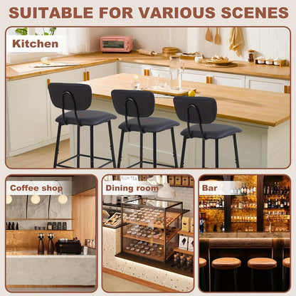 Barkrukken – Barstoelen – Set van 4 - Hoge Stoelen – Keukenstoelen – Krukken – Verstelbare Zithoogte 66 cm – Kunstleren Zitting Met Gouden Voetsteun