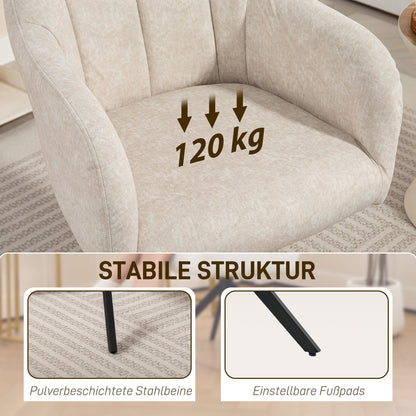 Draaifauteuil – Draaistoel – Fauteuil – Zithoekstoel – Accentstoel – Beige Stofbekleding – Stalen Poten – Comfortabele Draaibeweging