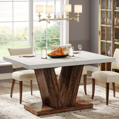 Eettafel – Tafel – Keukentafel – Eetkamertafel – Ontbijttafel – Compact 120x60 cm – Wit Gelamineerd Spaanplaat Met Houten Onderstel