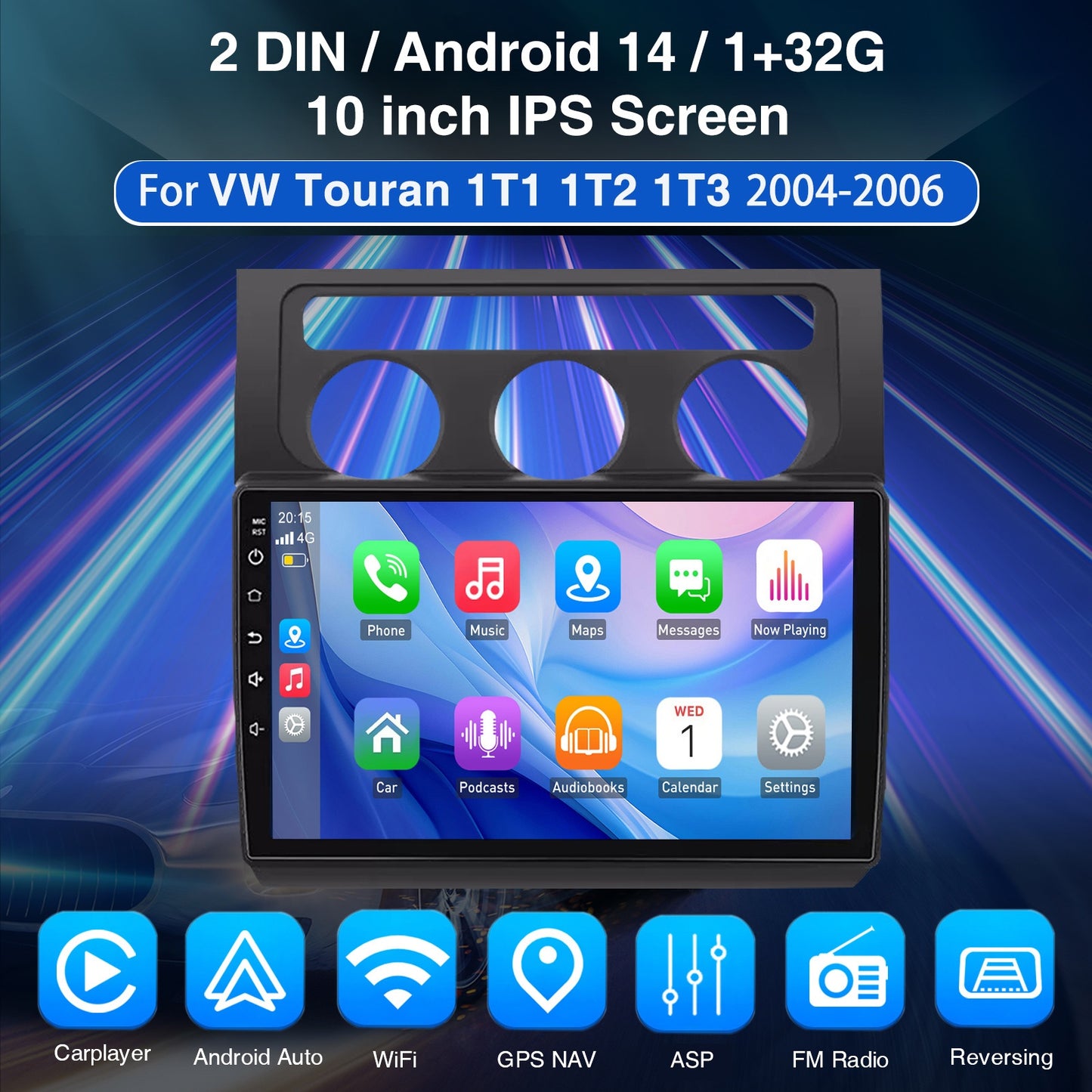 Multimedia Autoplayer – Autoradio – Touchscreen Radio – 2 Din Headunit – Inbouw Radio – 10,1 Inch IPS Scherm – Android 14 Systeem – 1+32GB Variant
