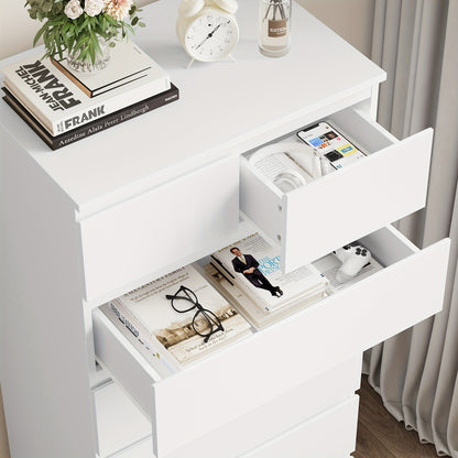 Chest Of Drawers – Ladekast – Kledingkast – Opbergkast – Slaapkamerkast – Modern Wit – 5 Lades – MDF Materiaal
