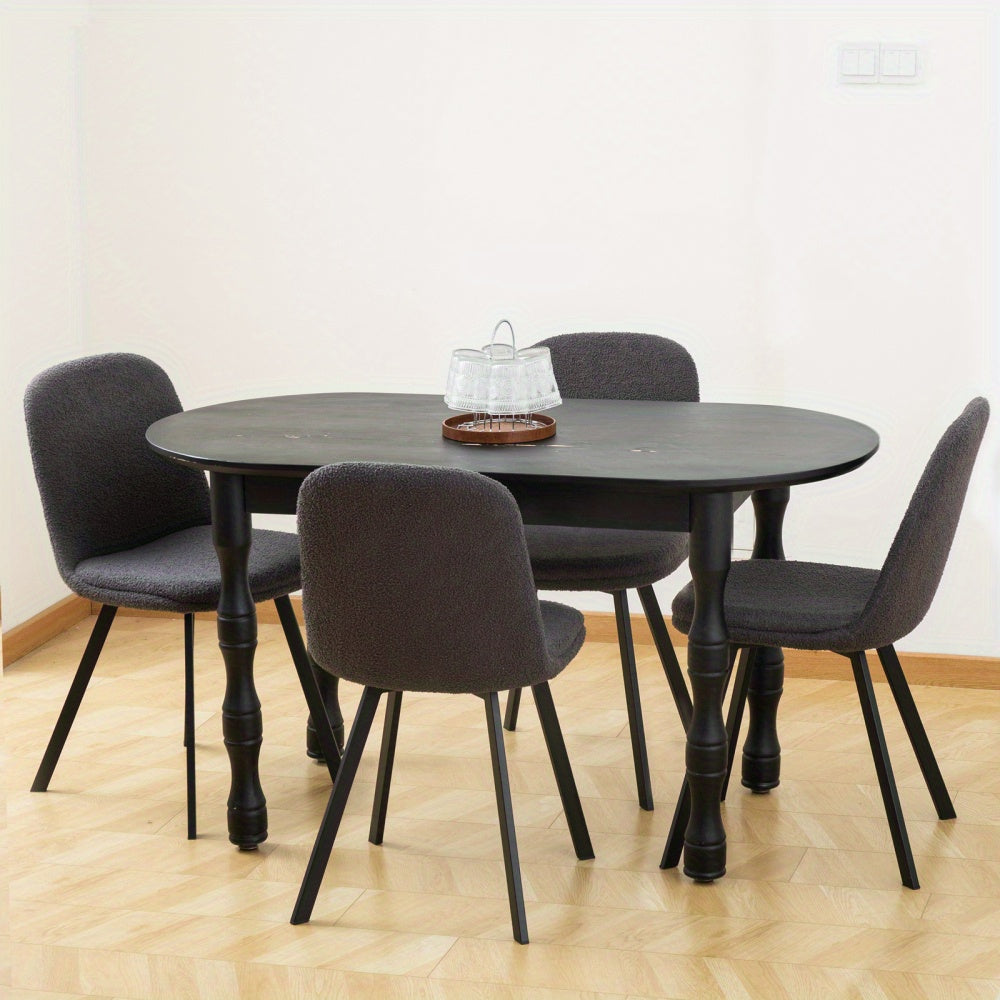Eetkamerstoel – Stoel – Kuipstoel – Keukenstoel – Dining Chair – Teddy Fleece – Zachte Bekleding – Stabiel Metalen Frame – Set van 2