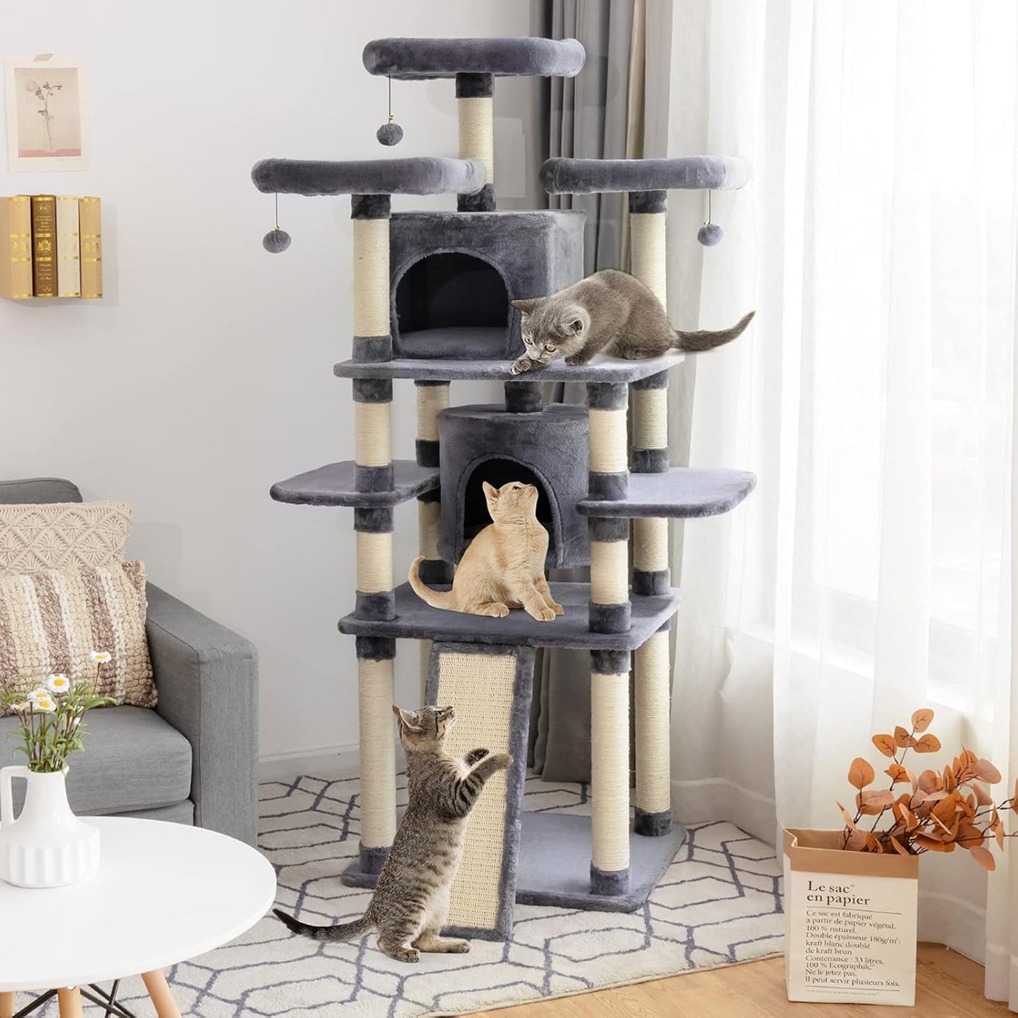 Krabpaal Kat – Krabmeubel – Klimpaal – Kattenboom – Speelpaal – 170 cm Hoog – Stevige Basis Met Sisal