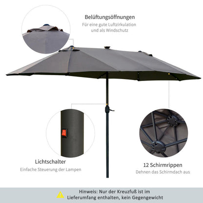 Grote Tuinparasol – Rechthoekige Parasol – Terrasparasol – Balkonparasol – Zwembadparasol – Stevig Stalen Frame – 440x260 cm – Handmatige Slingerbediening – Waterafstotende Stof
