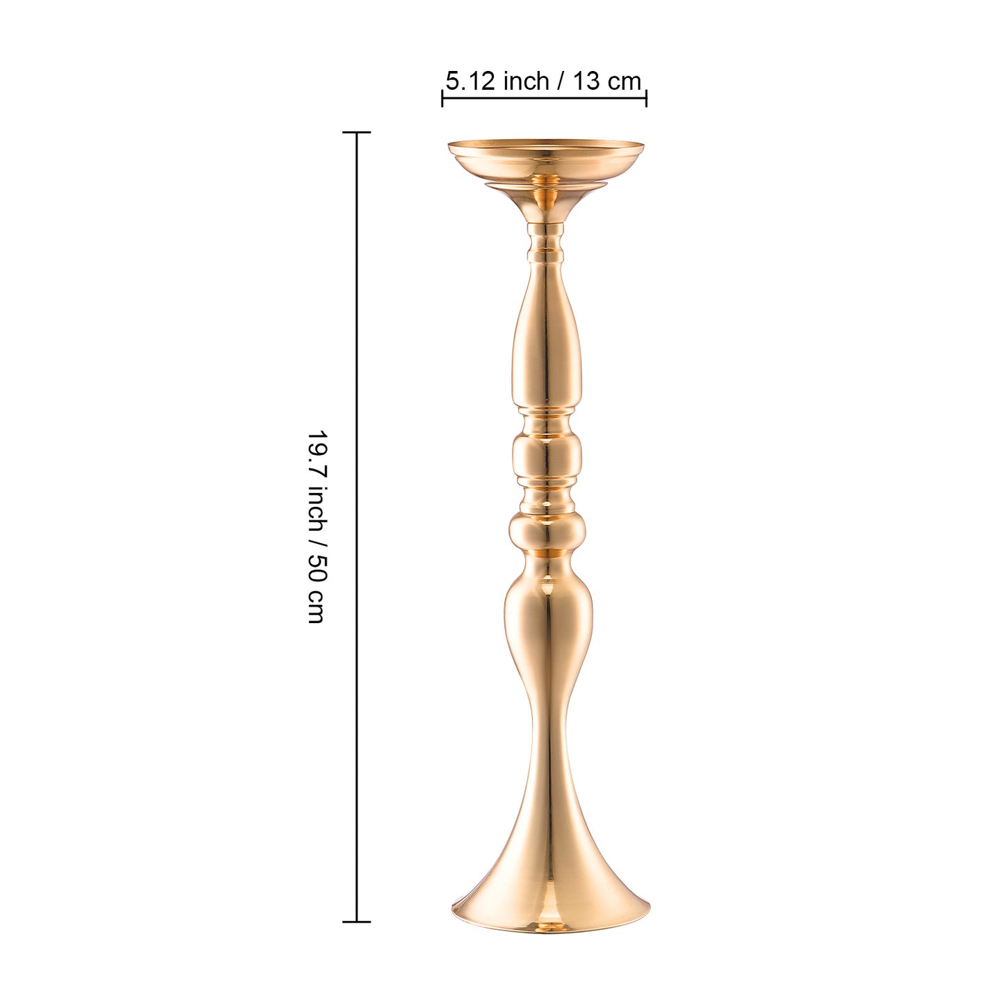Bloemvaas – Bloemenstandaard – Siervaas – Tafelvaas – Bloemhouder – Metaal – Gouden Afwerking – 50 cm Hoog