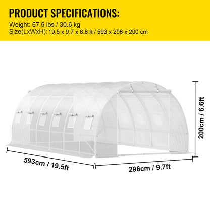 Kweekkas – Tuinkas – Broeikas – Tunnelkas – Kas – Gegalvaniseerd Stalen Frame – Waterdichte PE-Folie – 6x3x2 Meter – Optimale Ventilatie