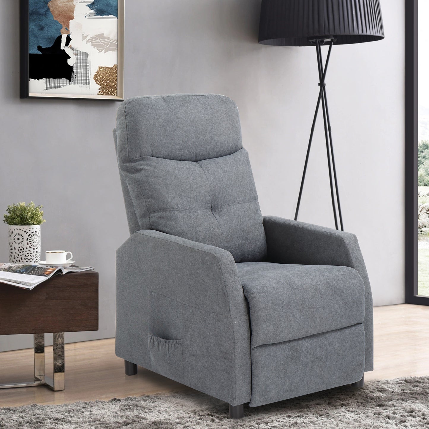 Relaxstoel – Fauteuil – Loungestoel – Zitzak – Relaxfauteuil – Lichtgrijs – Ergonomisch Ontwerp – Handmatig Verstelbare Rugleuning