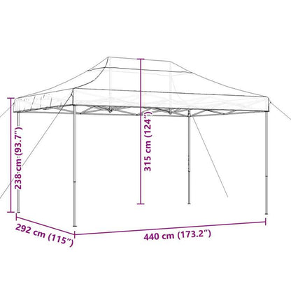 Collapsible Pop-Up Party Tent 440X292X315 Cm in Taupe Color
