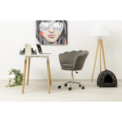 Velvet Bureaustoel – Fauteuil – Werkstoel – Stoel met Wieltjes – Bureaustoel Met Verstelbare Hoogte – Zachte Velvet Bekleding – Draaibare Vijfsterbasis