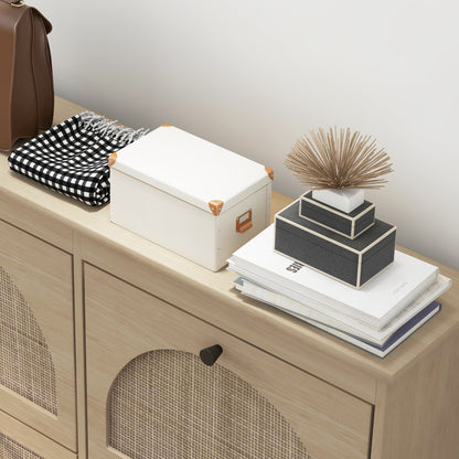 Schoenenkast – Schoenenrek – Schoenopberger – Schoenmeubel – Schoenentoren – Bohemian Stijl – 4 Compartimenten Voor 20 Paar Schoenen – Verstelbare Planken – Naturel Hout