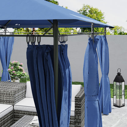 Tuinpaviljoen – Tuinoverkapping – Partytent – Prieel – Pergola – Blauw – Dubbel Dak Voor Optimale Ventilatie – 3x4 Meter Ruimte Voor 12 Personen