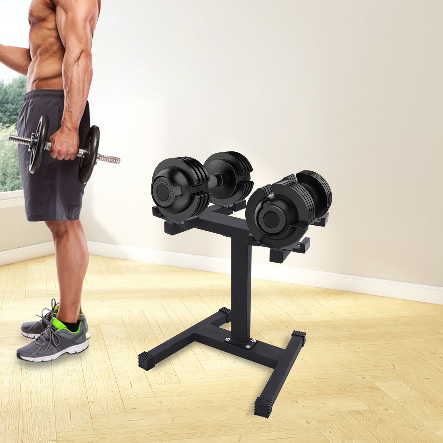 Halterrek – Gewichtenrek – Dumbbellrek – Halterstandaard – Gewichtshouder – Staal – Belastbaar tot 136 kg – Compact en Stabiel
