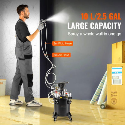 Automatische Spuitpot – Verfspuit – Drukpot – Spuitmeubel – Verfstainer – 10 Liter Inhoud – Automatische Roerfunctie met 70 PSI Druk