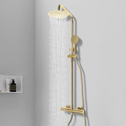 Regendouche Set – Douche Systeem – Douchekolom – Thermostaat Douche – Gouden Regendouche – 20 cm Draaibare Kop – Roestvrij Staal 304