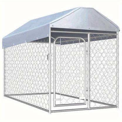 Outdoor kennel with roof for dogs 200x100x125cm suitable for small and medium dogs provides independent activity and resting space stable structure easy to install