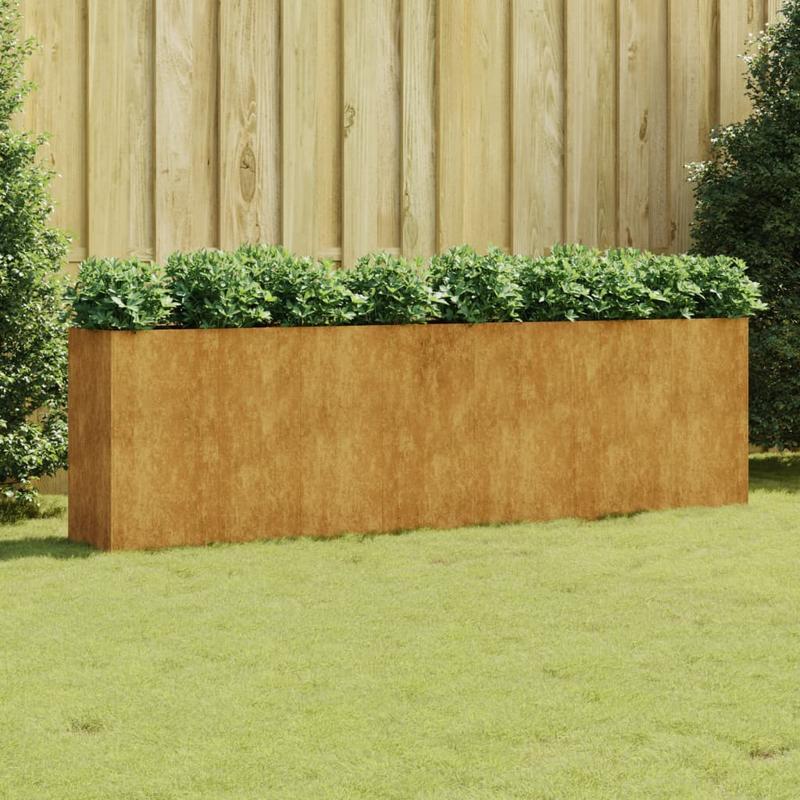 Plantenbak – Bloembak – Tuinbak – Moestuinbak – Kweekbak – Cortenstaal – Verhoogde plantenbak 280x40x80 cm – Weerbestendig en Duurzaam