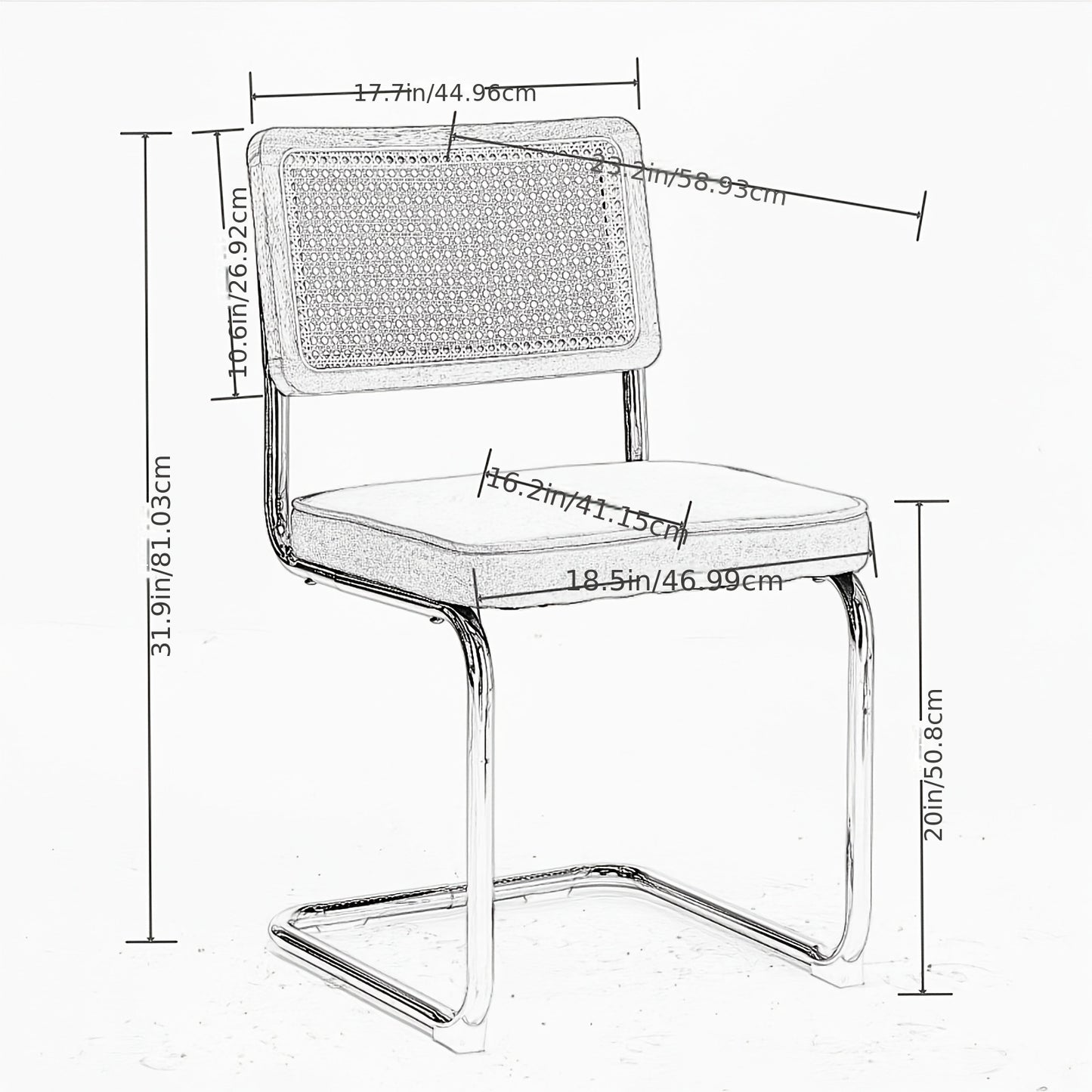 Two-piece Medieval-modern Dining Chair Set | Velvet Upholstered Seats, Natural Rattan Backrests, Stainless Steel Chrome-plated Base in Olive Green, Classic Style, Spot-clean Care