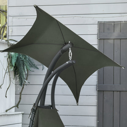 Hangende Ligstoel – Hangstoel – Schommelstoel – Tuinstoel – Buitenstoel – Met Zonnekap – Gepoedercoat Stalen Frame – Polyester Matras – Donkergrijs – 194x117x192 cm