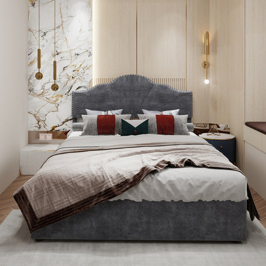 Boxspringbed – Boxspring – Bed – Slaapbed – Slaapkamerbed – 140x200 cm – Stof & Metaal – Pneumatische Opbergruimte