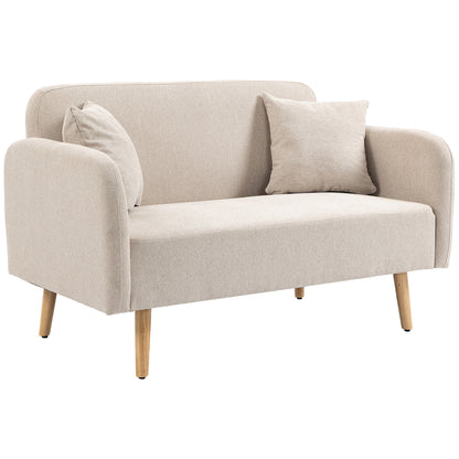 2-zitsbank – tweezitsbank – loveseat – zitbank – bankstel – fluwelen bekleding – verstelbare houten poten – 130x70x80 cm – inclusief 2 sierkussens